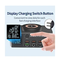 Artudatech 140W 8-Port GaN Charging Station with Fast Charger, Magnetic Wireless and Digital Display