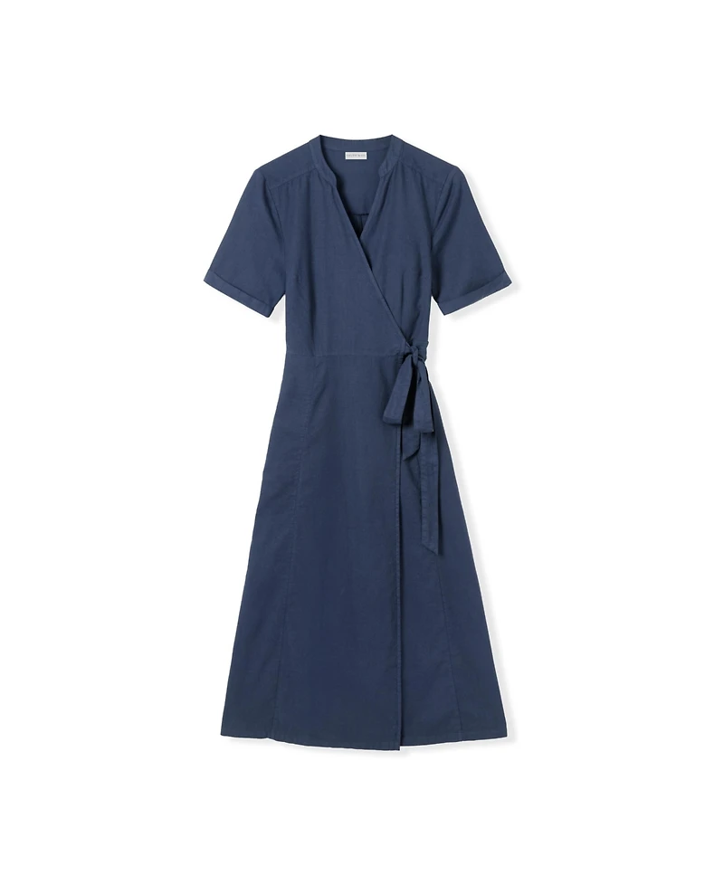Celtic & Co. Women's and Luxurious Linen Wrap Midi Dress