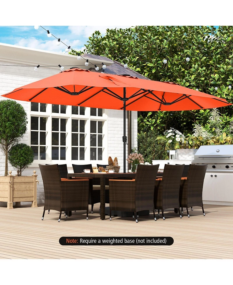 Gouun 15.5 feet Extra-Large Double-Sided Patio Umbrella with 144 Solar Led Lights