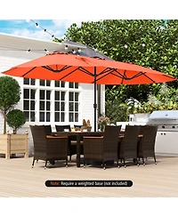 Gouun 15.5 feet Extra-Large Double-Sided Patio Umbrella with 144 Solar Led Lights