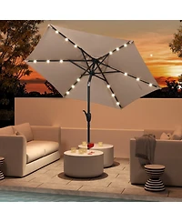 Gouun 7.5 feet Solar Powered Patio Umbrella with 18 Led Lights and Crank Handle