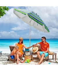 Gouun 6.5 feet Beach Umbrella with Upf 50+ Protection, Sand Anchor and Carry Bag
