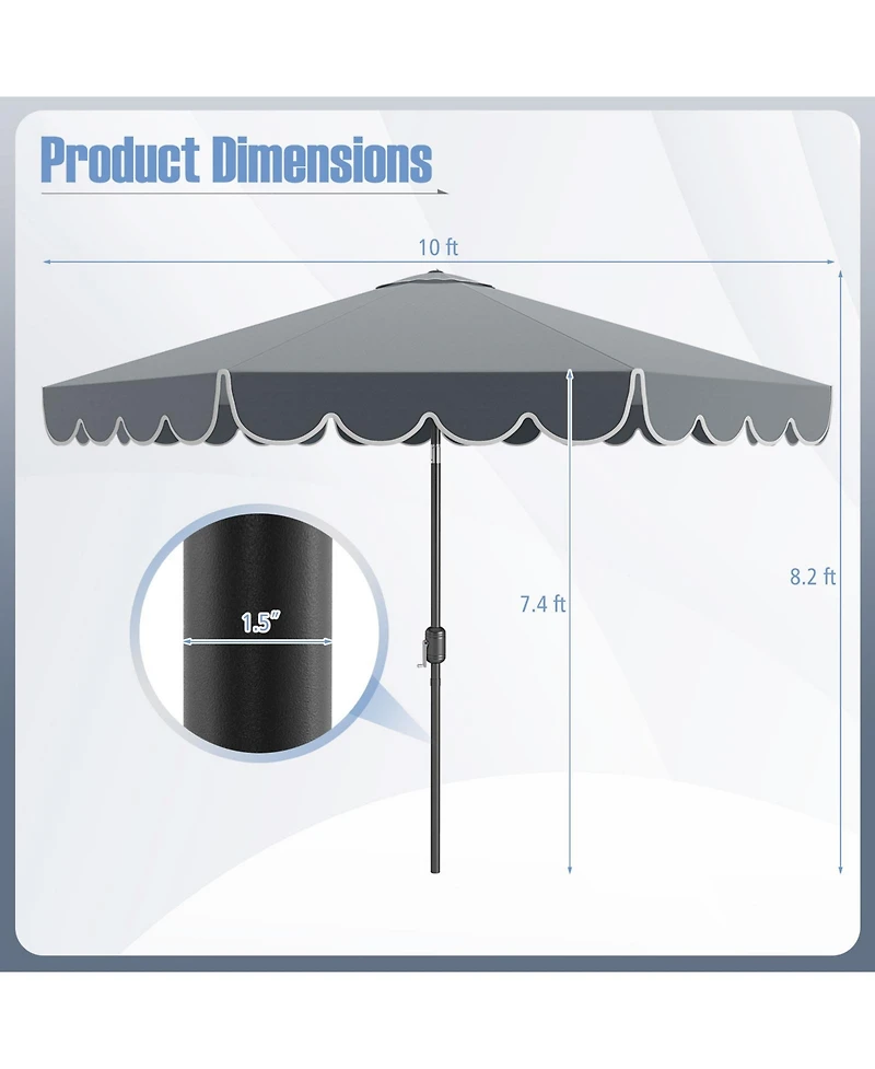 Gouun 10 feet Outdoor Market Patio Umbrella with Crank and Push-Button Tilt