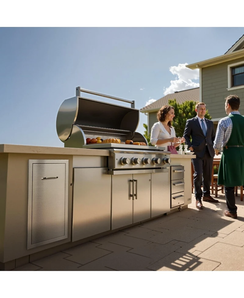 Sugift Outdoor Kitchen Trash Drawer 13.54in W x 19.61in D Multi-Purpose Stainless Steel Drawer
