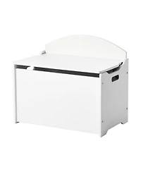 Sugift Kids Storage Bench, Wooden Toy Box with Backrest, Safety Hinge
