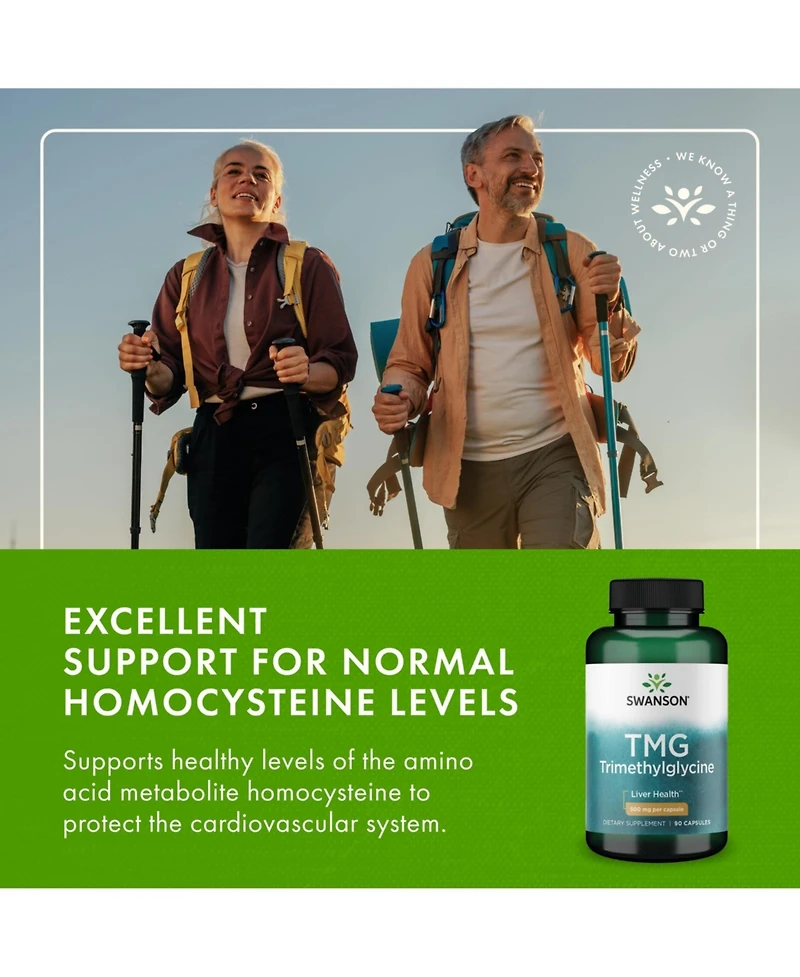 Swanson Tmg Trimethylglycine Amino Acid Supplement for Liver Function and Heart Health Support 90 Capsules