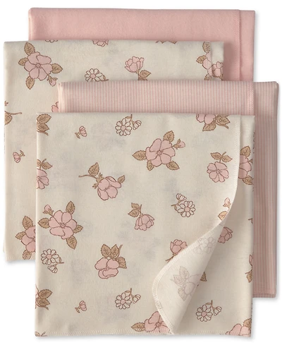 Carter's Baby Girls' Flowers Receiving Blankets, 4-Pack