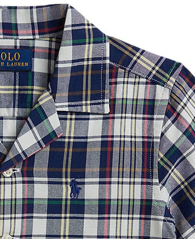 Polo Ralph Lauren Boys' 2T-7 Plaid Cotton Oxford Camp Shirt