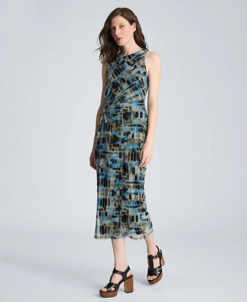 Kenneth Cole Women's Sandra Printed Side Ruched Midi Dress