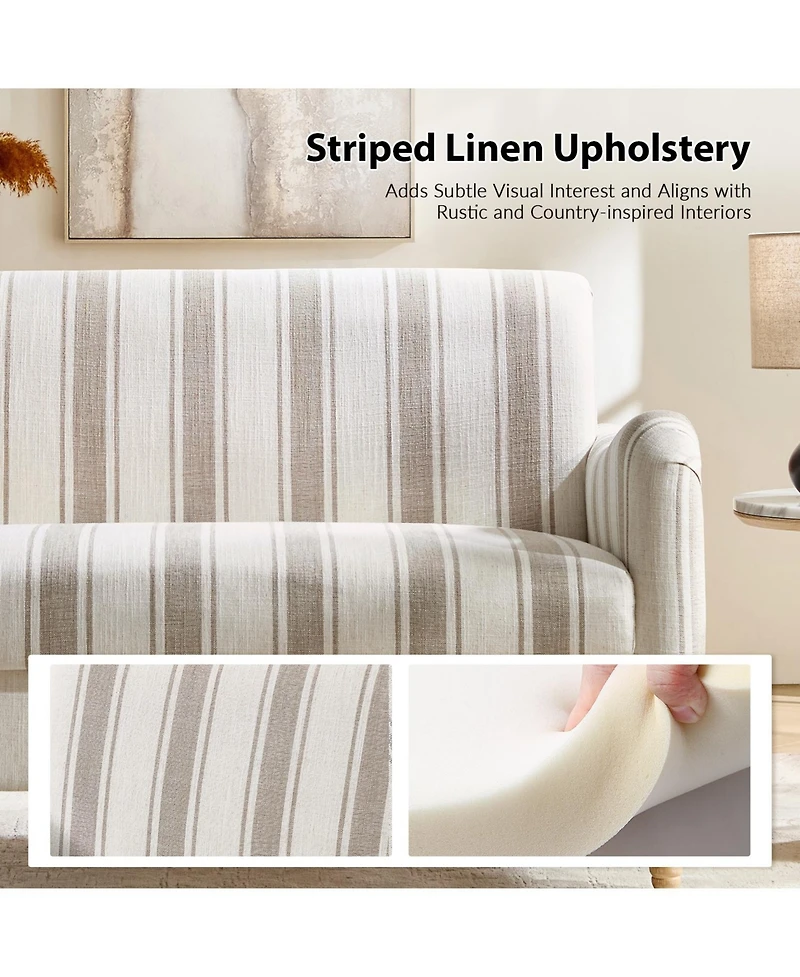Hulala Home Terren 50.5"W Farmhouse Linen Upholstery Loveseat With Solid Wood Spindle Legs