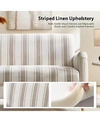 Hulala Home Terren 50.5"W Farmhouse Linen Upholstery Loveseat With Solid Wood Spindle Legs