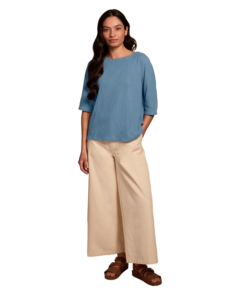 Celtic & Co. Women's and Linen Blend Short Sleeve Swing Top