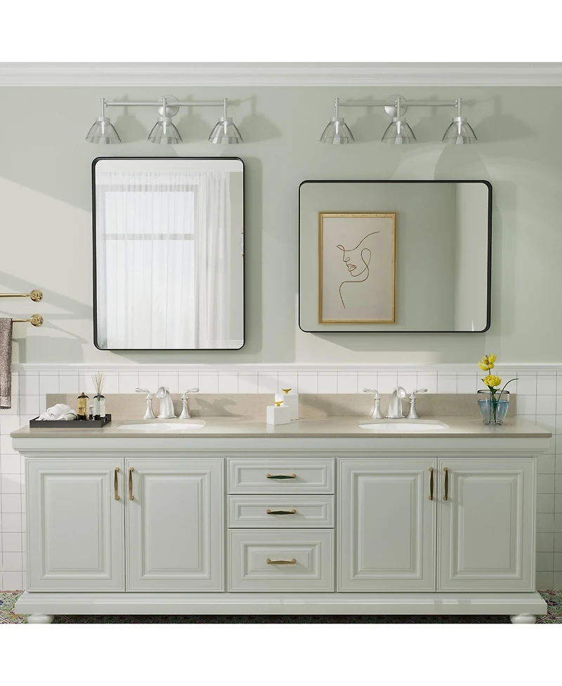 Apmir 24" x 30" High-Strength Tempered Glass and Aluminum Alloy Framed Wall Decor Bathroom Vanity Mirror