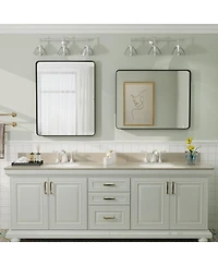 Apmir 24" x 30" High-Strength Tempered Glass and Aluminum Alloy Framed Wall Decor Bathroom Vanity Mirror