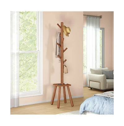 Slickblue Modern Tall Coat Rack with Hooks and Top Shelf for Entryway