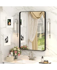 Apmir 24" x 32" High-Strength Tempered Glass and Aluminum Alloy Framed Wall Decor Bathroom Vanity Mirror