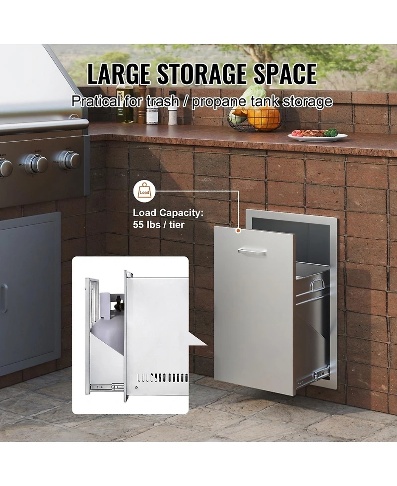 Sugift Outdoor Kitchen Propane Tank Drawer 16in W x 24.4in H x 16in D Stainless Steel