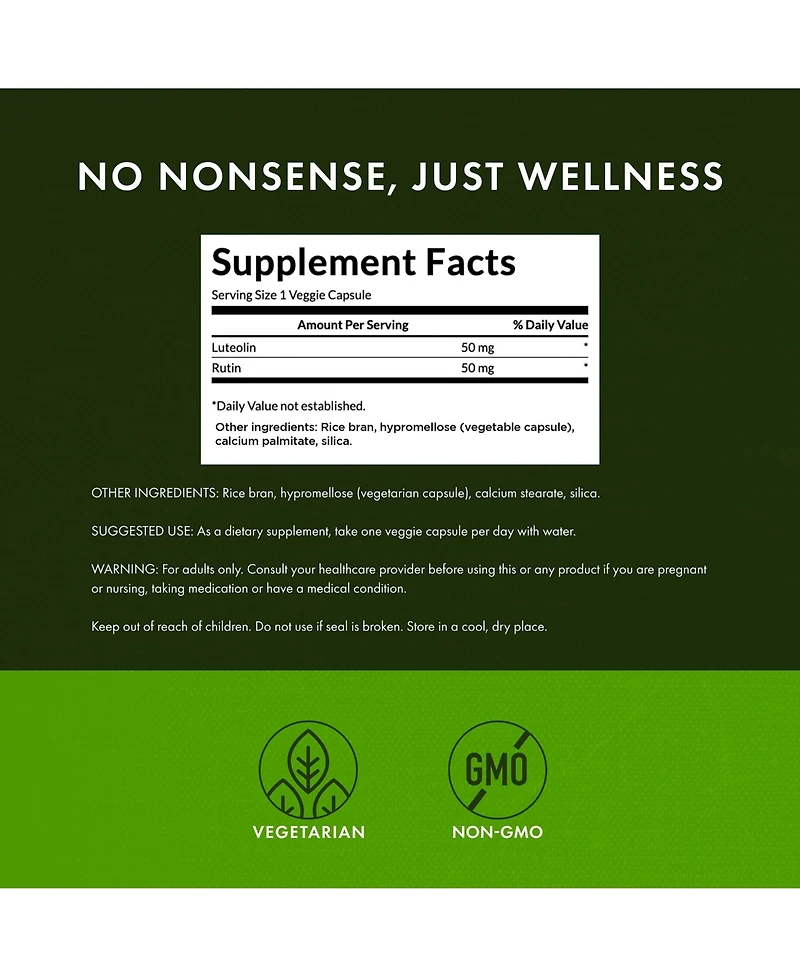 Swanson Luteolin Complex With Rutin, Brain Support Supplement, Memory, Mood and Cognitive Health, quality Formula for Nervous System, 30 Capsules