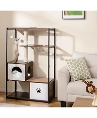 Cozito Cat Tree 52 Inch Wooden Metal Frame with Two Condos