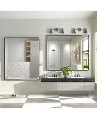 Apmir 48" x 40" High-Strength Tempered Glass and Aluminum Alloy Framed Wall Decor Bathroom Vanity Mirror