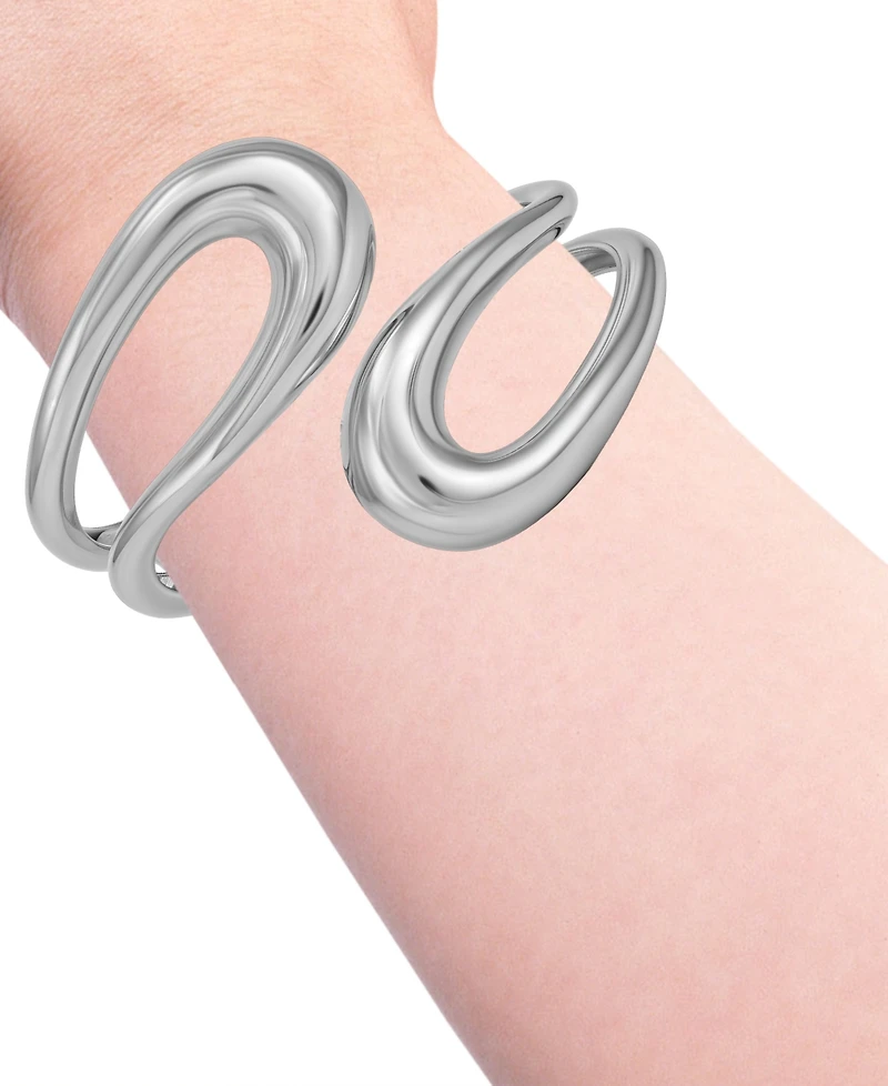 Guess Silver-Tone Hinge Bangle Bracelet