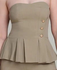 Avec Les Filles Women's Strapless Pleated Bustier Top