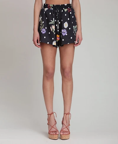 Avec Les Filles Women's Printed Tassel Drawstring Shorts