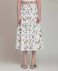Avec Les Filles Women's Printed Smocked Waist Midi Skirt