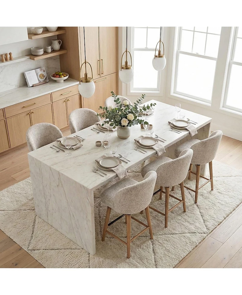 Maison Boucle Set of 6 Swivel Chenille Counter Height Stools, 25.5" Seat Height
