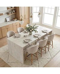Maison Boucle Set of 6 Swivel Chenille Counter Height Stools, 25.5" Seat Height