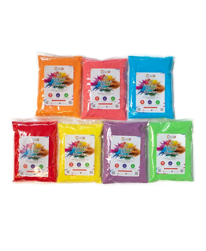 Kulture Khazana Holi Color Powder: 1lb Bags - 7 Pack