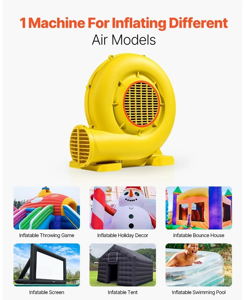 Givimo 680W-750W Commercial Inflatable Air Blower for Bounce Houses and Slides