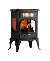 selectric Freestanding Portable Electric Fireplace Heater w/ Remote, Dark Black