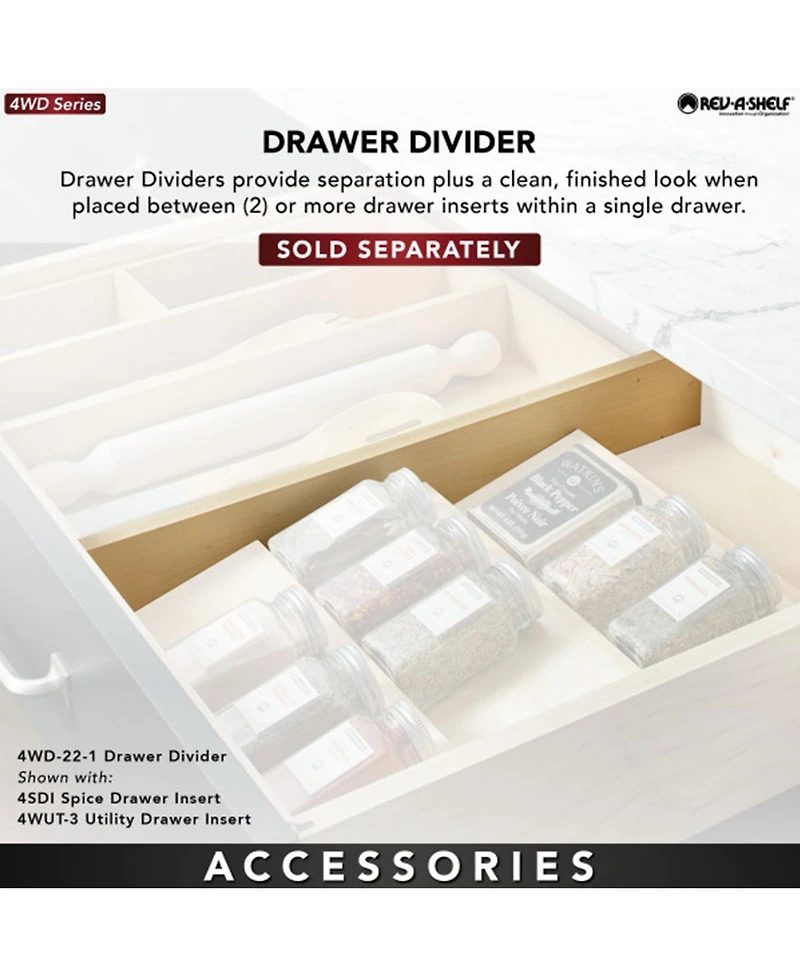 Rev-a-Shelf 16'' Kitchen Drawer Organizer Insert Spice Rack Three-Tier, 4SDI-18