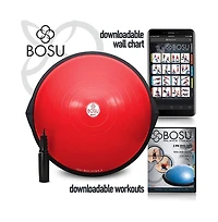 Bosu 72 10850 Home Gym Equipment The Original Balance Trainer for Physical Exercise, Rehab, Large Balance Ball 65 Centimeter Diameter, Red and Black
