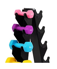 BalanceFrom Fitness 2, 3, 5, 8 & 10 Pound Neoprene Coated Dumbbell Set with Rack