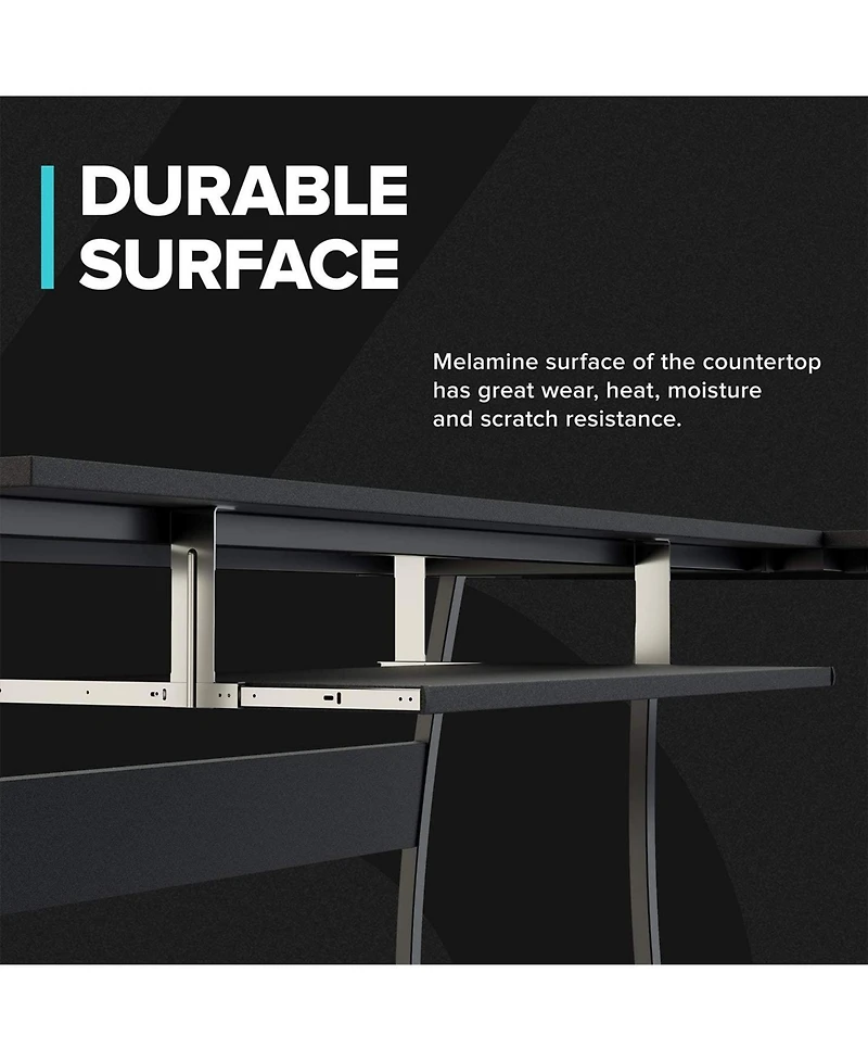 RIF6 L Shaped Modern Computer Office Desk w/ Keyboard Tray, Easy Assembly