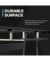 RIF6 L Shaped Modern Computer Office Desk w/ Keyboard Tray, Easy Assembly
