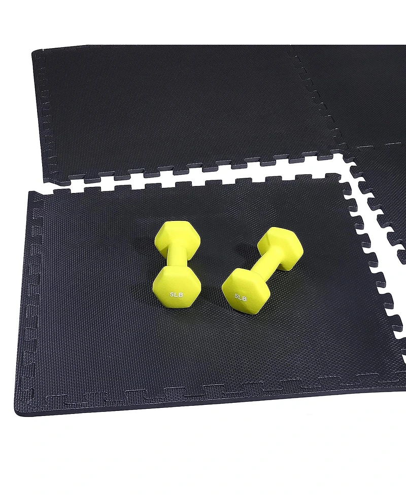 Everyday Essentials BalanceFrom Fitness 72 Sq Ft Interlocking Eva Foam Exercise Mat Tiles, Black