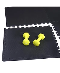 Everyday Essentials BalanceFrom Fitness 72 Sq Ft Interlocking Eva Foam Exercise Mat Tiles, Black