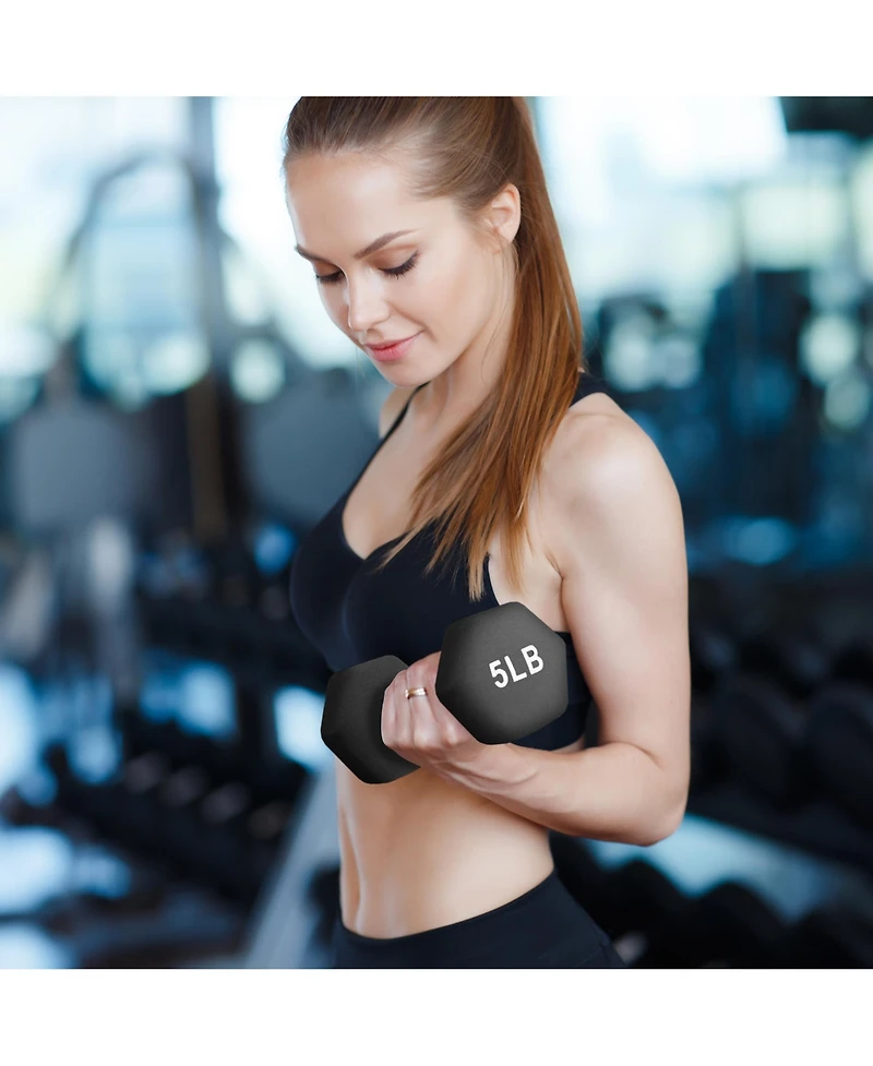 BalanceFrom Fitness 20 Pound Neoprene Coated Dumbbell Set with Stand, Black