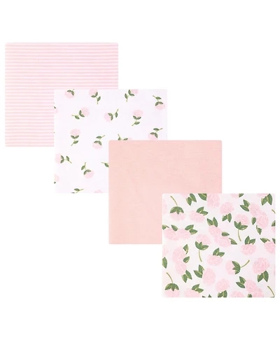 Hudson Baby Girl Cotton Poly Flannel Receiving Blankets, Pink Peony, One Size