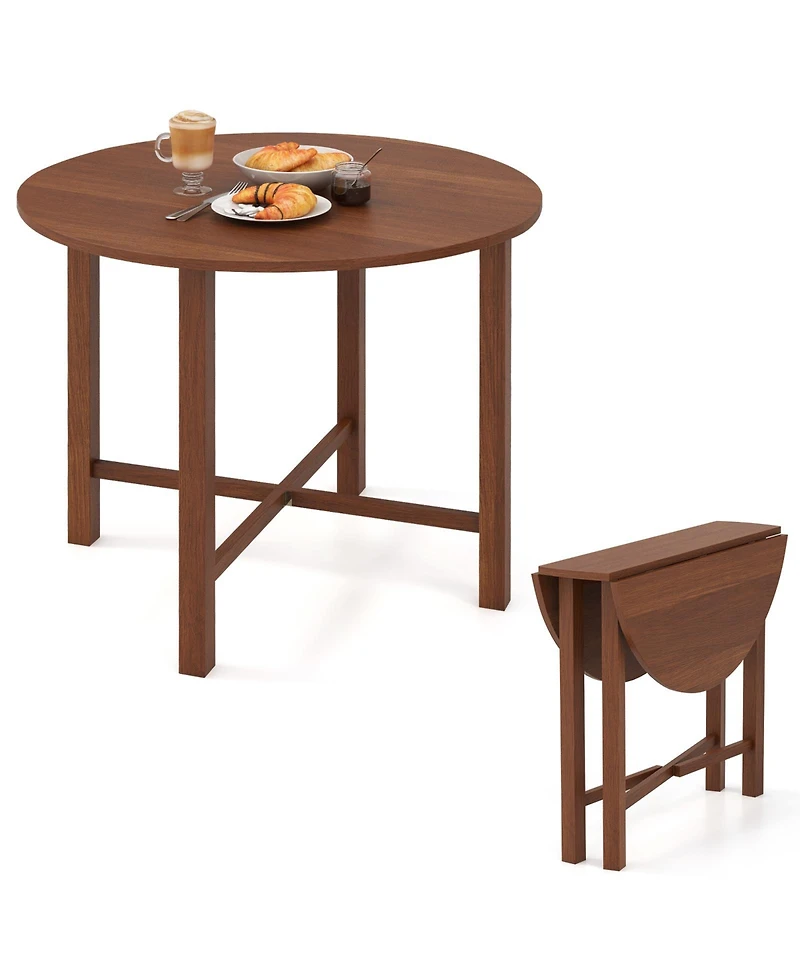 Gouun Dual Drop Leaf Dining Table in Rubber Wood