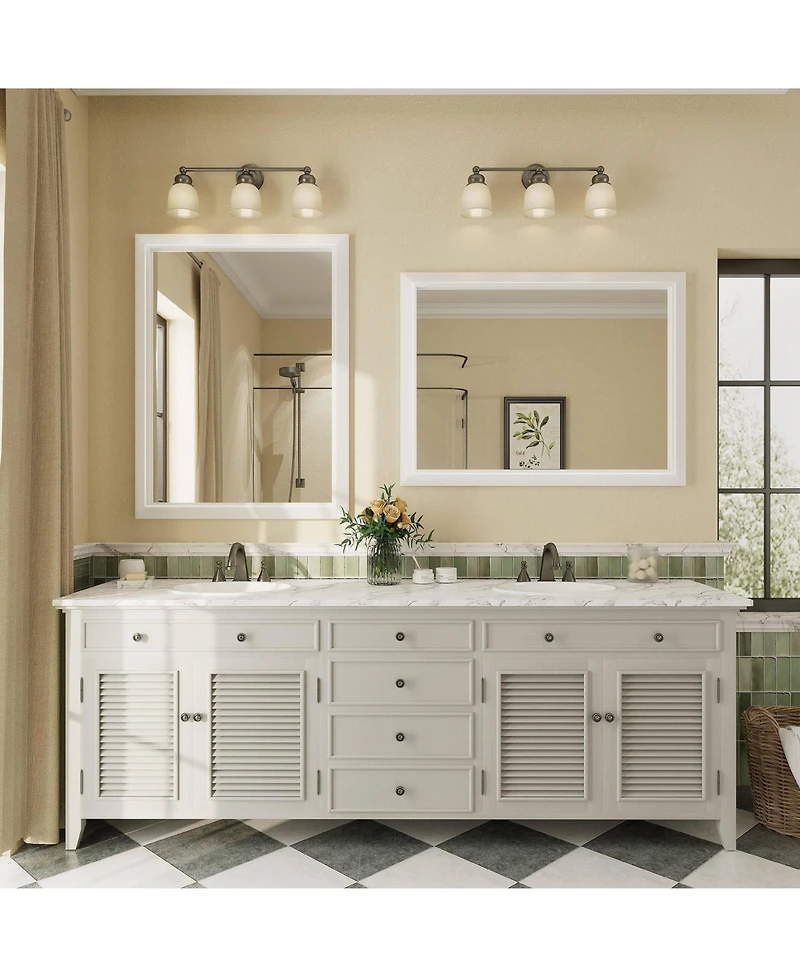Apmir 30" x 40" Inch Thick Metal Framed Wall Mirrors for Bedroom