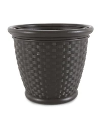 Suncast Sonora 18 Inch Resin Wicker Decorative Flower Planter, Brown (4 Pack)