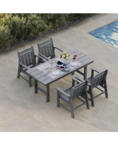 Mega Casa Hdpe Patio Dining Set Poly Lum Table Chairs With Umbrella Hole For Outdoor Garden Yard Lawn Vertical