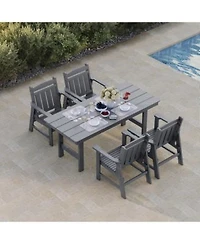 Mega Casa Hdpe Patio Dining Set Poly Lum Table Chairs With Umbrella Hole For Outdoor Garden Yard Lawn Vertical