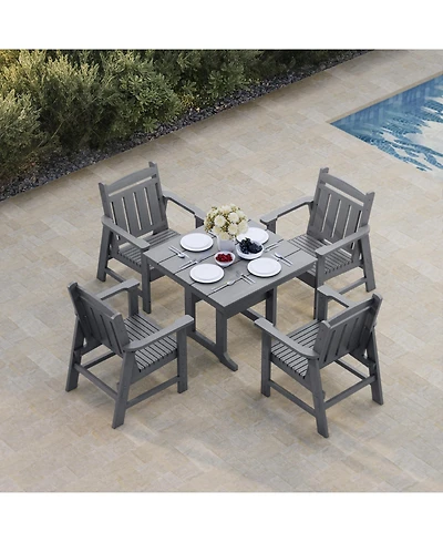 Mega Casa Piece Modern Hdpe Weather Resistant Patio Dining Set, Poly Lum