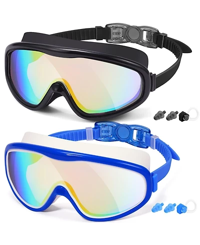 Gnuadz Swim Goggles Wide View Anti-fog Mirrored Lens 2-Pack