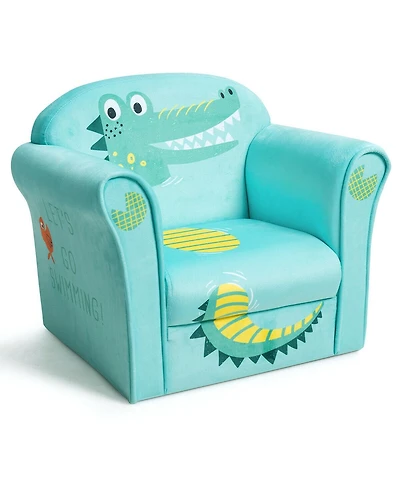 Gouun Kids Crocodile Upholstered Armrest Sofa with Velvet Cover, Ages 1-5, 20x15x17 in